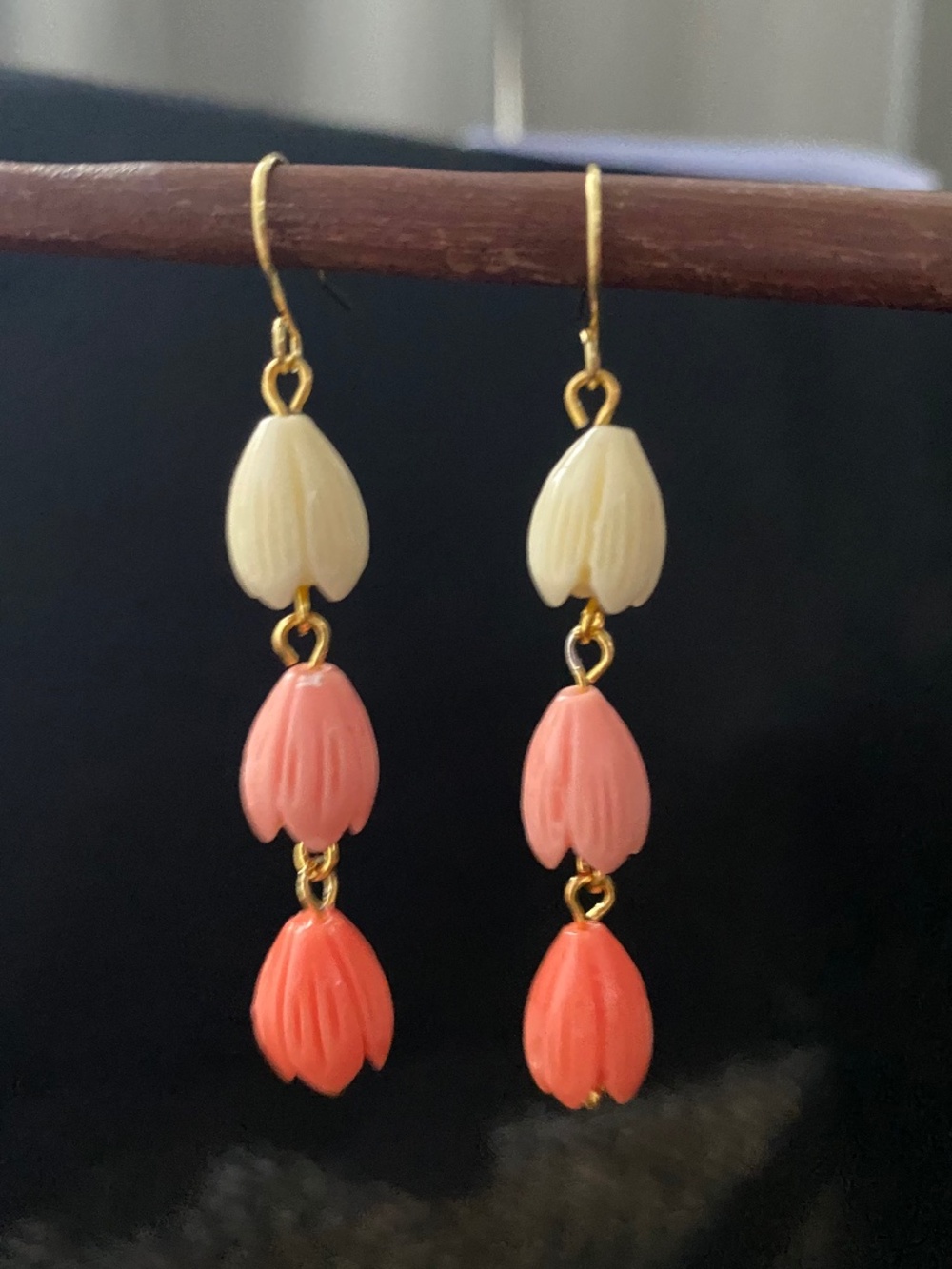 Handmade Tricolor Pikake Dangle Earrings